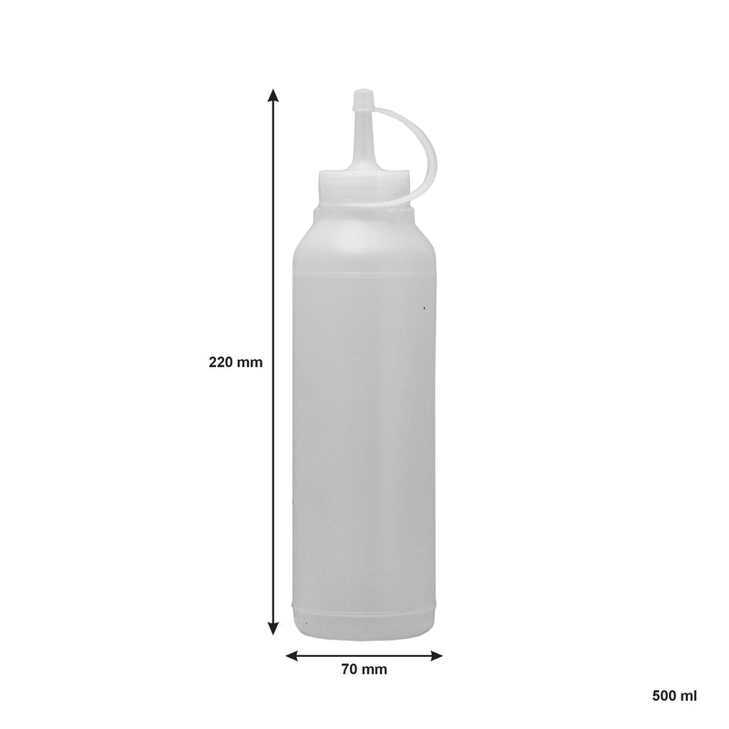 REGENT ROUND PLASTIC SAUCE  BOTTLE WHITE 6 PACK,(500ML)