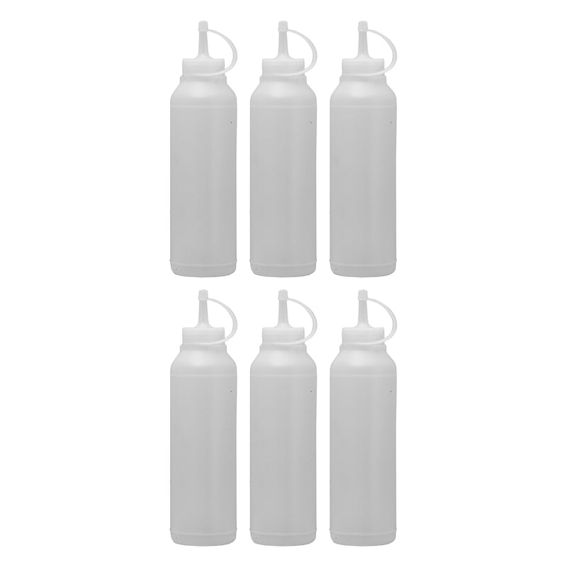 REGENT ROUND PLASTIC SAUCE  BOTTLE WHITE 6 PACK,(500ML)