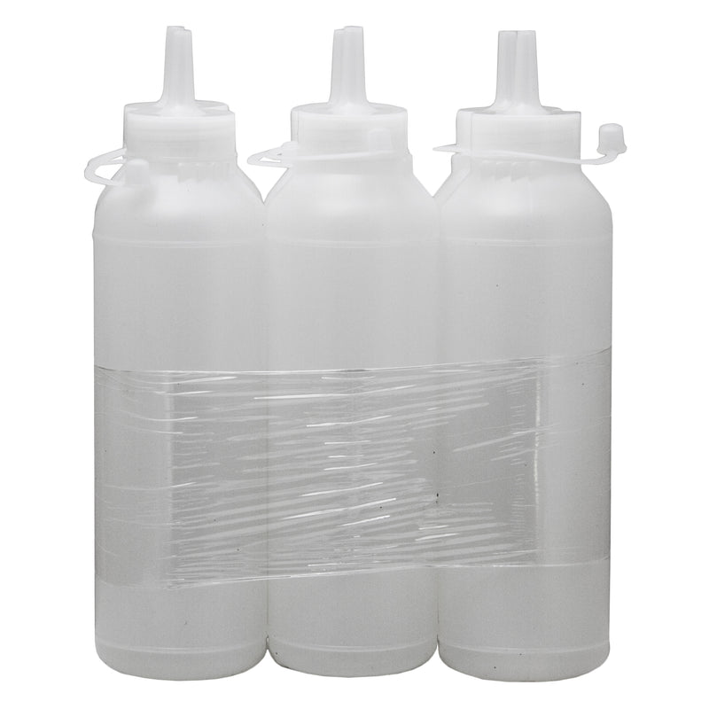 REGENT ROUND PLASTIC SAUCE  BOTTLE WHITE 6 PACK,(500ML)