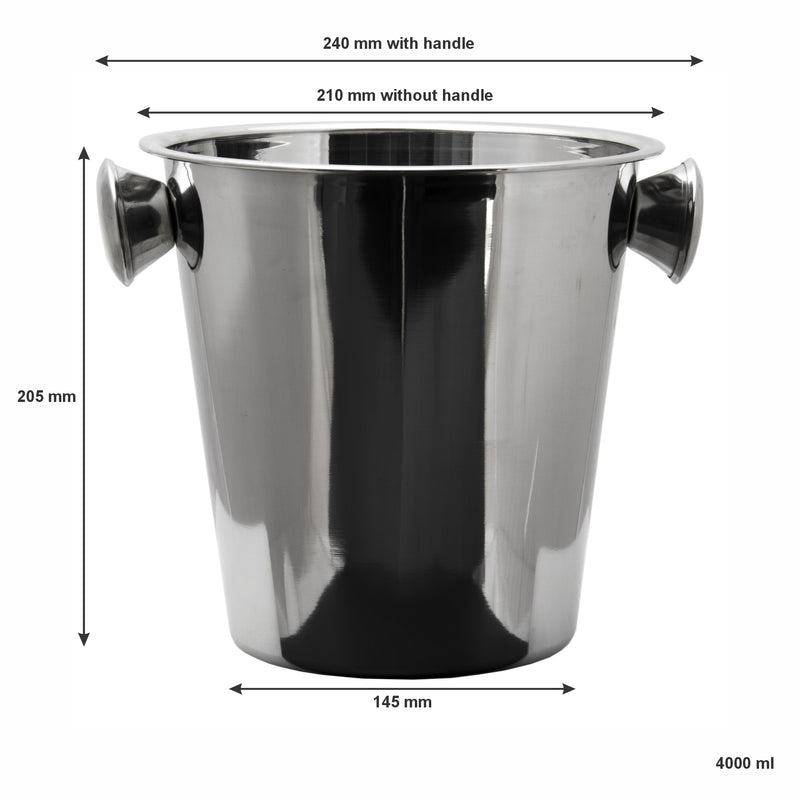 BAR BUTLER ICE BUCKET WITH KNOB HANDLES ST STEEL, 4LT (205X210MM DIA)