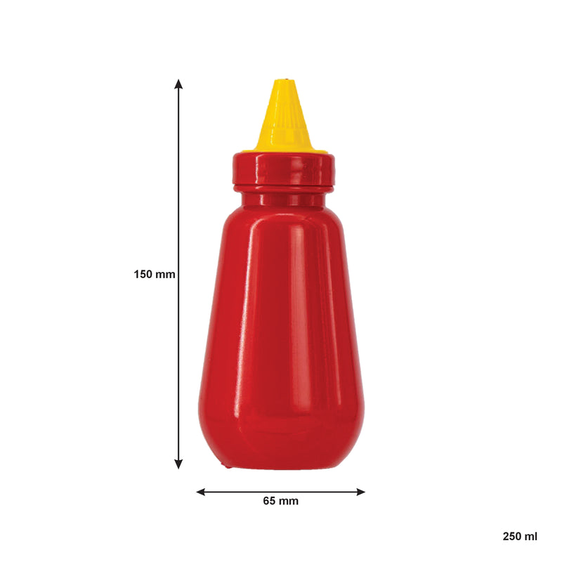 REGENT PLASTIC TEAR DROP SAUCE BOTTLE RED 6 PACK,  (250ML)