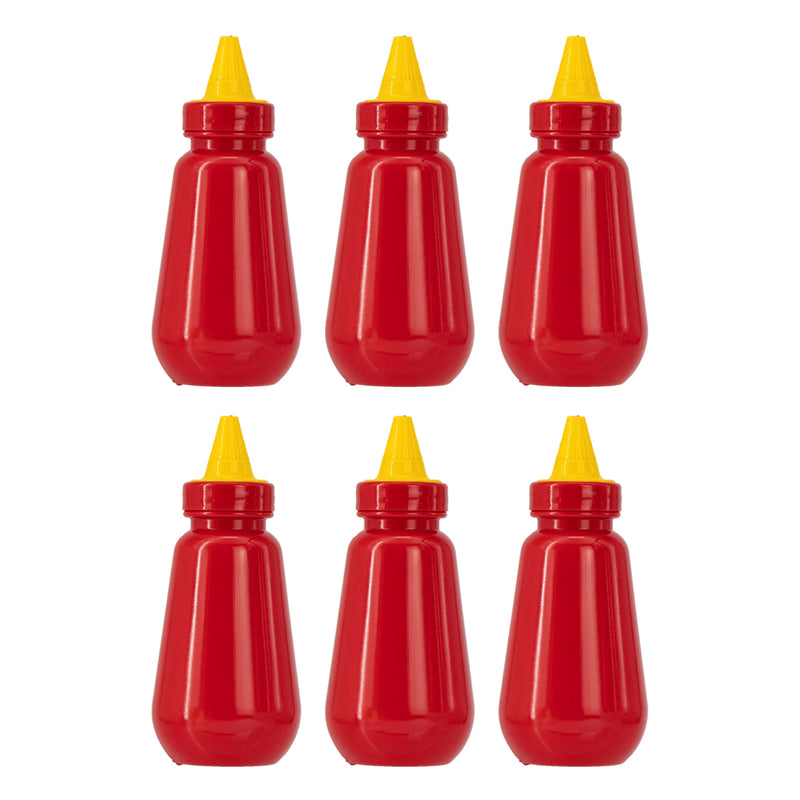 REGENT PLASTIC TEAR DROP SAUCE BOTTLE RED 6 PACK,  (250ML)