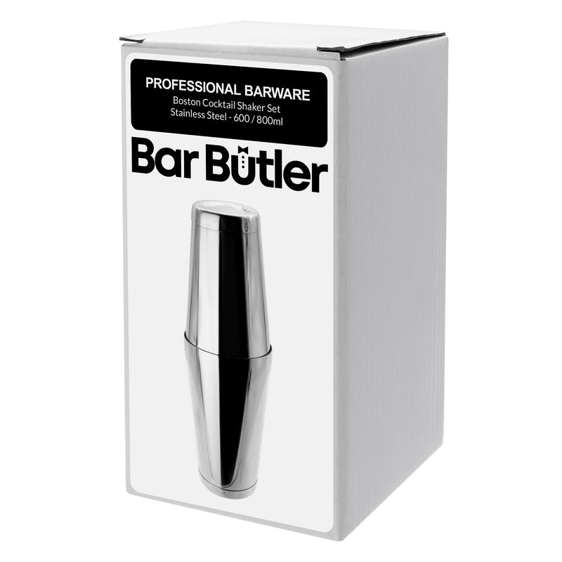 BAR BUTLER BOSTON COCKTAIL SHAKER STAINLESS STEEL, 600ML l 800ML (85MM DIAX135MM l 90MM DIAX160MM)