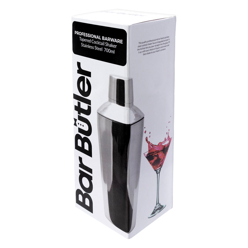 BAR BUTLER COCKTAIL SHAKER TAPERED ST STEEL, 700ML (90MM DIAX250MM)