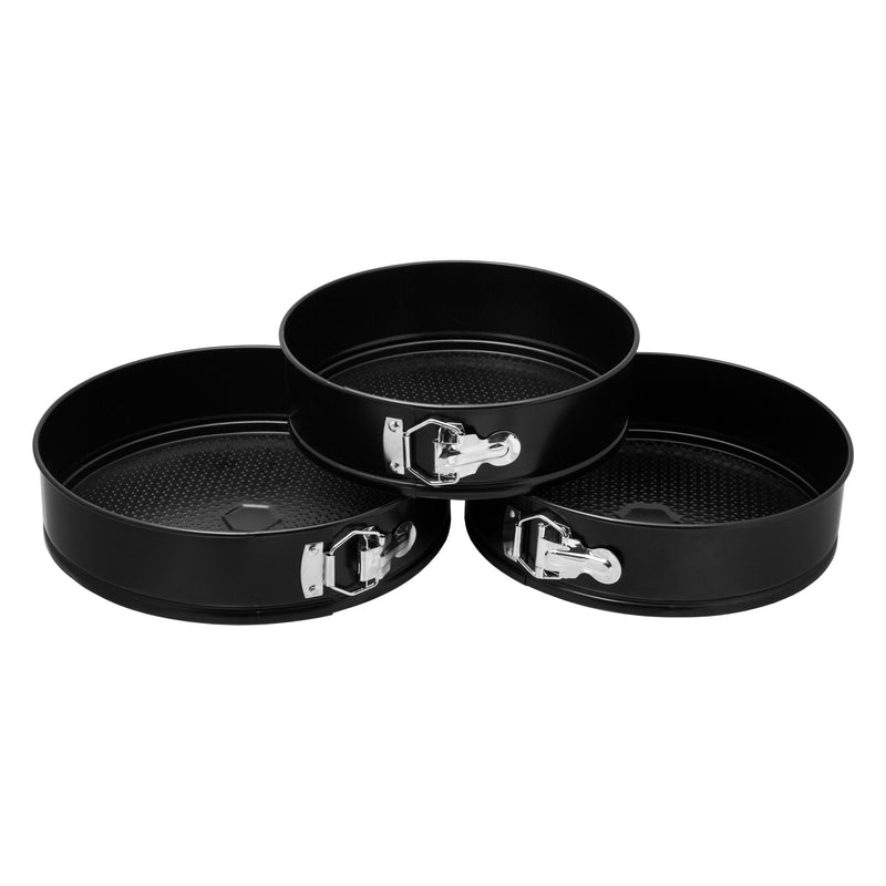 REGENT BAKEWARE SPRINGFORM ROUND NON STICK CAKE PANS 3PC SET, (240/260/280MM DIA x 70MM)