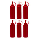 REGENT ROUND PLASTIC SAUCE BOTTLE RED 6 PACK, 250ML (50MM DIAX180MM)