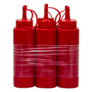 REGENT ROUND PLASTIC SAUCE BOTTLE RED 6 PACK, 250ML (50MM DIAX180MM)