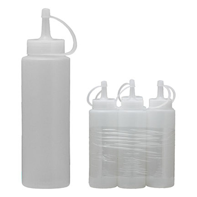 REGENT ROUND PLASTIC SAUCE BOTTLE WHITE 6 PACK, 250ML (50MM DIAX180MM)