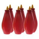 REGENT PLASTIC FLAT SQUEEZE BOTTLE RED WITH WITCH HAT CAP 6 PACK, (500ML)