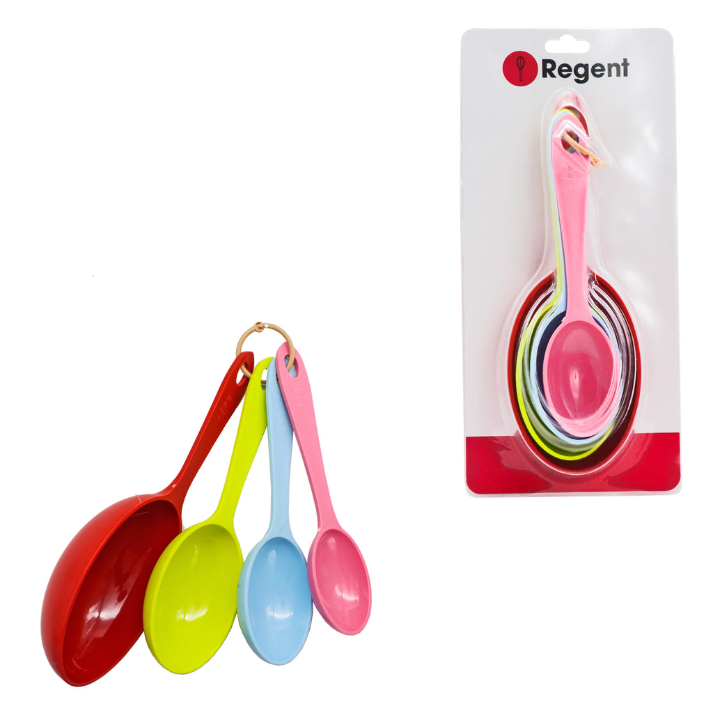 REGENT BAKEWARE OVAL MEASURING CUP PLASTIC COLOURS 4 PIECE SET, (260X90X90MM)