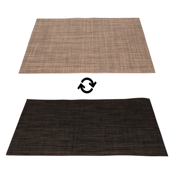 REGENT PLACE MATS WOVEN PVC CAMEL/BLACK REVERSABLE, (300X450MM)