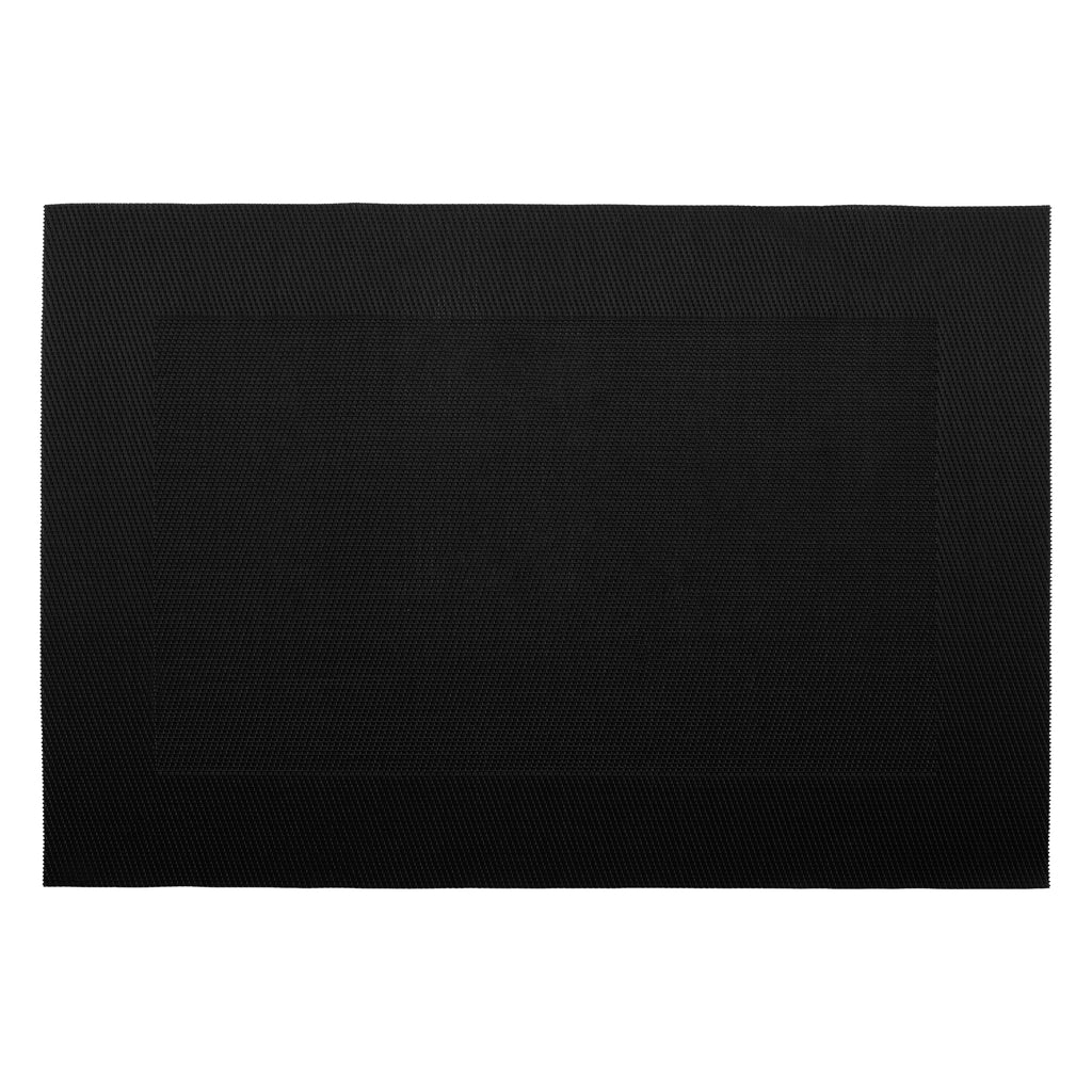 REGENT PLACE MATS WOVEN PVC BLACK WITH BORDER, (300X450MM)