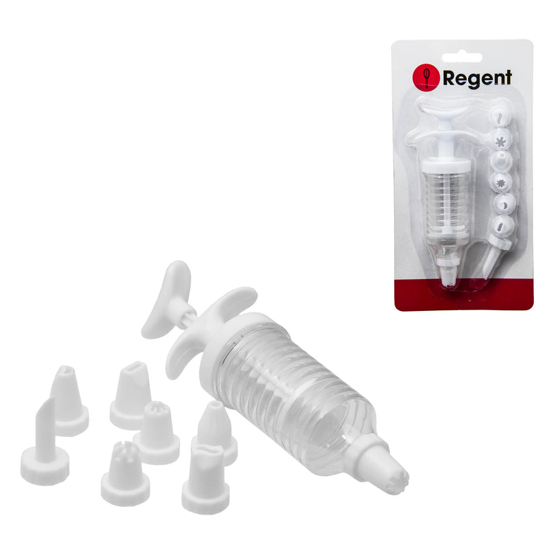 REGENT BAKEWARE ICING SYRINGE 8 PIECE SET, (180MMX45MM DIA)