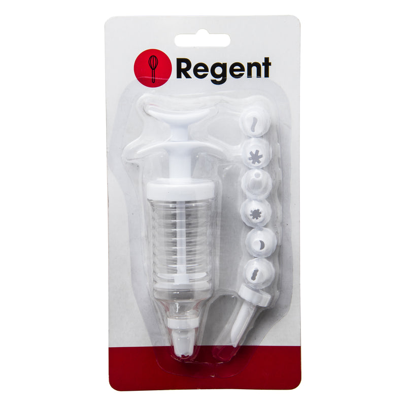 REGENT BAKEWARE ICING SYRINGE 8 PIECE SET, (180MMX45MM DIA)