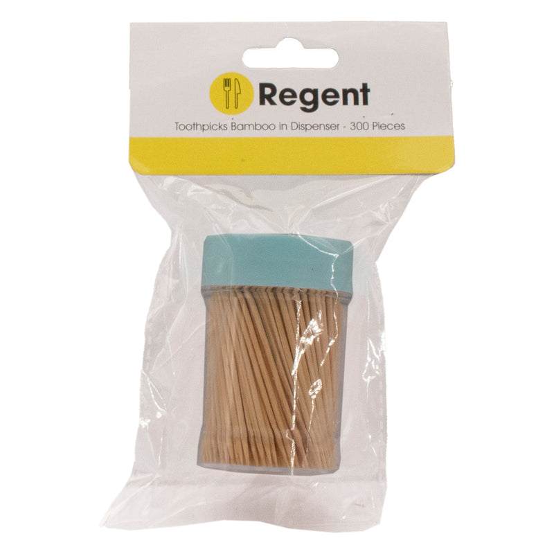 REGENT BAMBOO TOOTHPICKS IN A DISPENSER 300 PIECES, (45MM DIAX70MM)