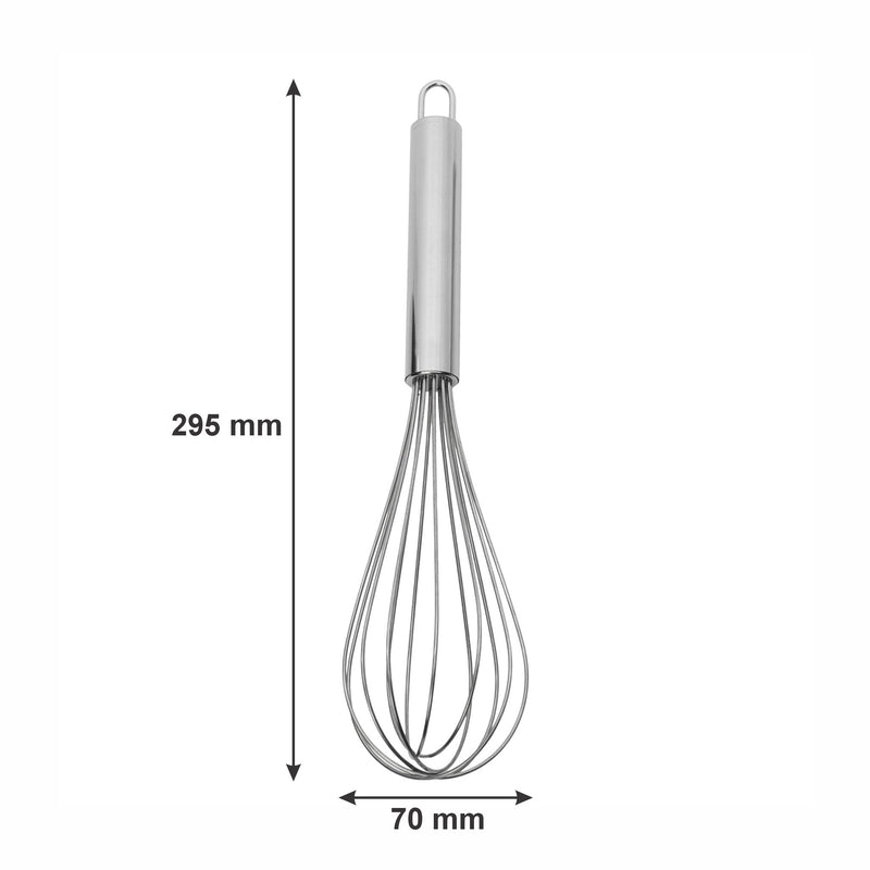 REGENT BAKEWARE WHISKS STAINLESS STEEL 2 PIECE SET, (250X60MM DIA l 300X70MM DIA)