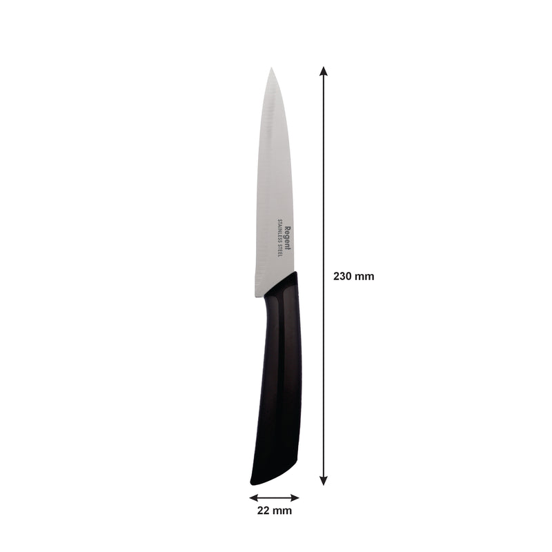 REGENT KITCHEN PREMIUM UTILITY KNIFE WITH BLACK AND GREY HANDLE, (230X22MM)