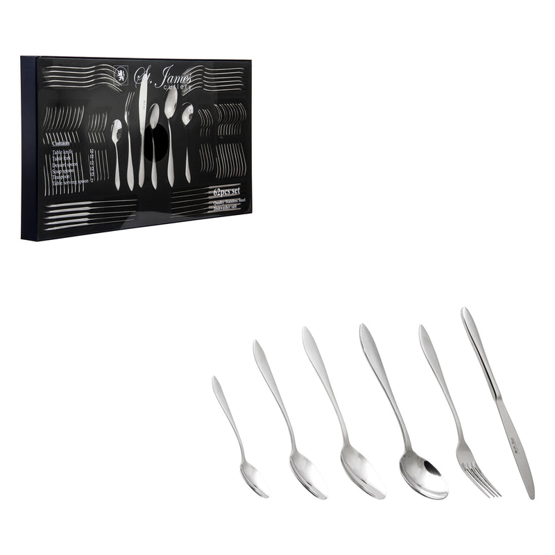 ST. JAMES CUTLERY KENSINGTON 62 PIECE SET IN CARDBOARD GIFT BOX