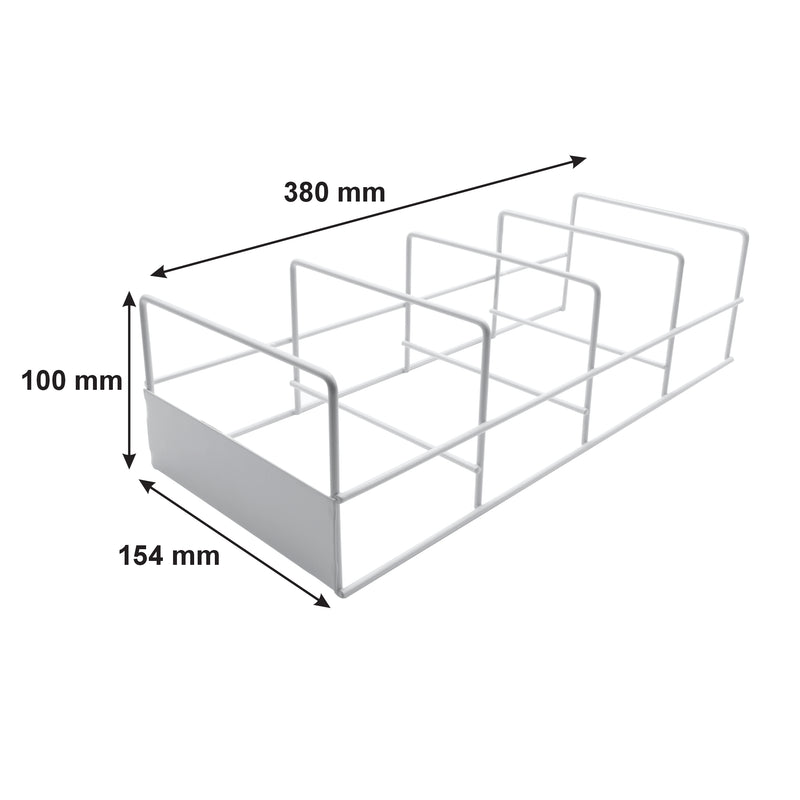 REGENT BOWL STORAGE RACK POWDER COATED WHITE 4 SLOT, (380X150X100MM)