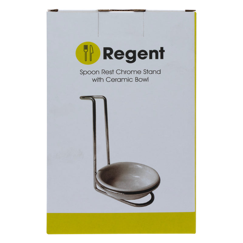 REGENT KITCHEN SPOON REST CHROME STAND WITH CERAMIC BOWL, (110X110X175MM)