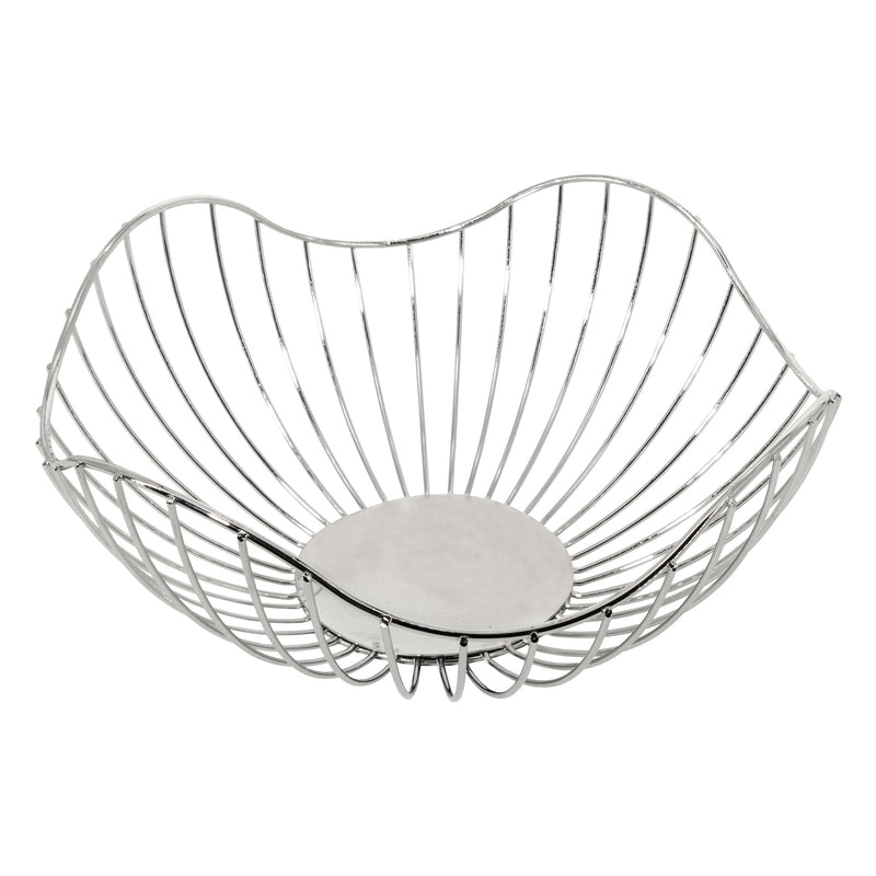 REGENT CHROME ROUND WIRE FREE-FORM BREAD/FRUIT BASKET LARGE, (285X285X130MM)