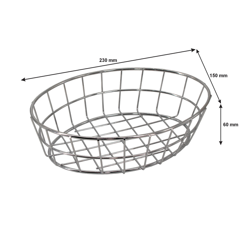 REGENT CHROME OVAL WIRE SERVING BASKET, (230X150X60MM)