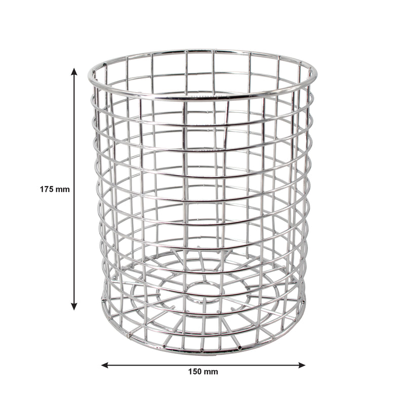 REGENT CHROME ROUND WIRE UTENSIL HOLDER, (150MM DIAX175MM)