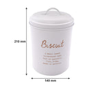 REGENT KITCHEN BISCUIT CANISTER WHITE WITH GOLD PRINTING, (135MM DIAX175MM)