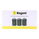 REGENT KITCHEN TEA, COFFEE & SUGAR CANISTERS GREEN WITH GOLD PRINTING 3 PCE SET,  (100MM DIAX160MM)