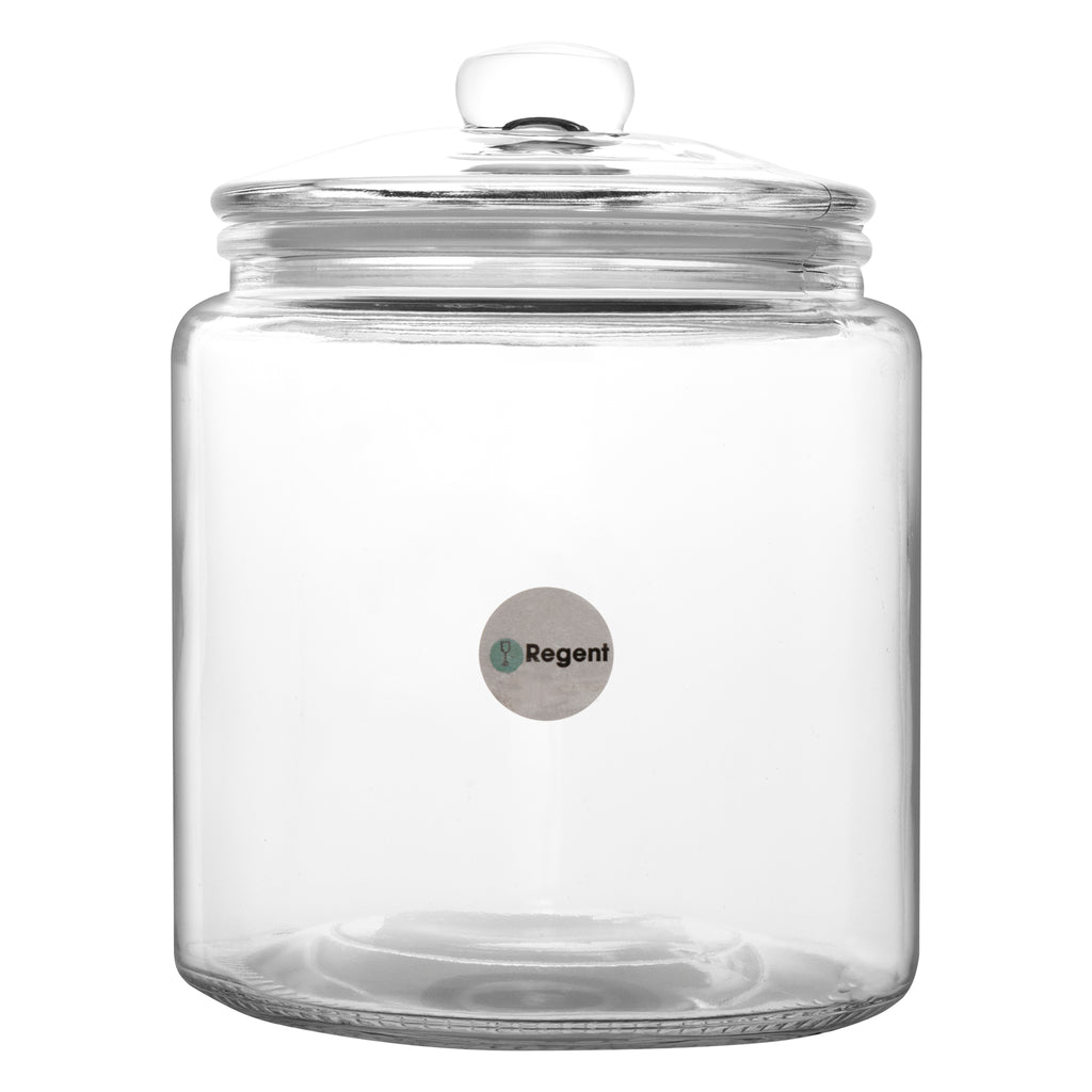 REGENT ROUND GLASS JAR WITH GLASS LID, 1.2LT (155X125MM DIA)