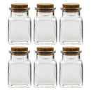 REGENT GLASS JARS SQUARE WITH CORK LID 6 PACK, 160ML (96X56X56MM)