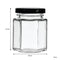 REGENT GLASS HEXAGONAL JAR WITH BLACK LID 12 PACK, 85ML (50MM DIAX75MM)