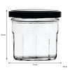 REGENT GLASS FACETED JAR WITH BLACK LID 12 PACK, 150ML (73MM DIAX65MM)