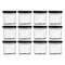 REGENT GLASS FACETED JAR WITH BLACK LID 12 PACK, 150ML (73MM DIAX65MM)