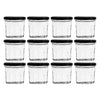 REGENT GLASS FACETED JAR WITH BLACK LID 12 PACK, 150ML (73MM DIAX65MM)