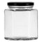 REGENT GLASS HEXAGONAL JAR WITH BLACK LID 6 PACK, 380ML (102X85X85MM)