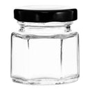 REGENT GLASS HEXAGONAL JAR WITH BLACK LID 12 PACK, 45ML (50X45X45MM)