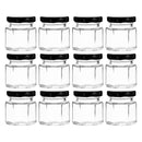 REGENT GLASS HEXAGONAL JAR WITH BLACK LID 12 PACK, 45ML (50X45X45MM)