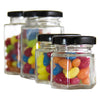 REGENT GLASS HEXAGONAL JAR WITH BLACK LID 12 PACK, 130ML (82X55X55MM)