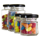 REGENT GLASS HEXAGONAL JAR WITH BLACK LID 12 PACK, 60ML (53X50X50MM)