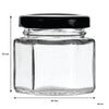 REGENT GLASS HEXAGONAL JAR WITH BLACK LID 12 PACK, 60ML (55X50X50MM)