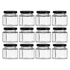 REGENT GLASS HEXAGONAL JAR WITH BLACK LID 12 PACK, 60ML (53X50X50MM)