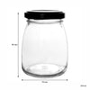 REGENT GLASS ROUND JAR WITH BLACK LID,12 PACK, 210ML (70MM DIAX90MM)