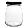 REGENT GLASS ROUND JAR WITH BLACK LID,12 PACK, 210ML (70MM DIAX90MM)