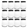 REGENT GLASS ROUND JAR WITH BLACK LID,12 PACK, 210ML (70MM DIAX90MM)