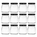 REGENT GLASS ROUND JAR WITH BLACK LID 12 PACK, 180ML (65MM DIAX78MM)