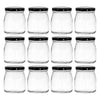 REGENT GLASS ROUND JAR WITH BLACK LID 12 PACK, 180ML (65MM DIAX78MM)