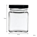 REGENT GLASS SQUARE JAR WITH BLACK LID 12 PACK, 150ML (76X55X55MM)