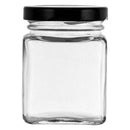 REGENT GLASS SQUARE JAR WITH BLACK LID 12 PACK, 150ML (76X55X55MM)