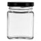 REGENT GLASS SQUARE JAR WITH BLACK LID 12 PACK, 150ML (76X55X55MM)